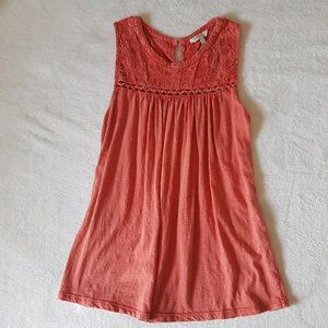 Lucky Brand coral embroided floral top
